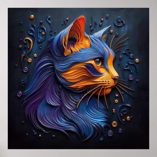 Enigmatic Feline Glance - AI kreiert Poster (Vorne)
