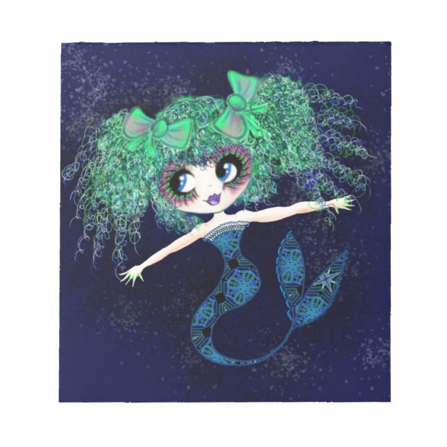 Enigmatic Kawaii Mermaid girly gifts Notizblock (Vorderseite)