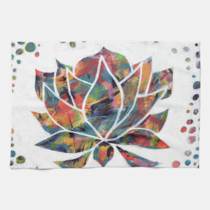Enigmatic Oriental Lotus Blume Original Abstrakt Geschirrtuch