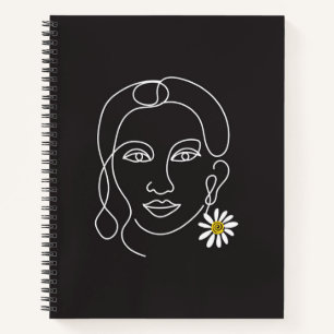 Enigmatic Woman - Line Art Design Notizbuch