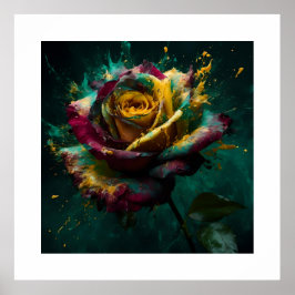 Enigmatisch Gelbe grüne Baccara-Rose Poster