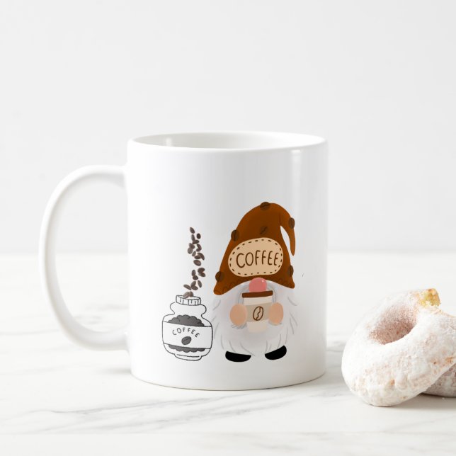 Enjoy a Cup of Coffee with a Gnome on a Coffee Cup Kaffeetasse (Mit Donut)