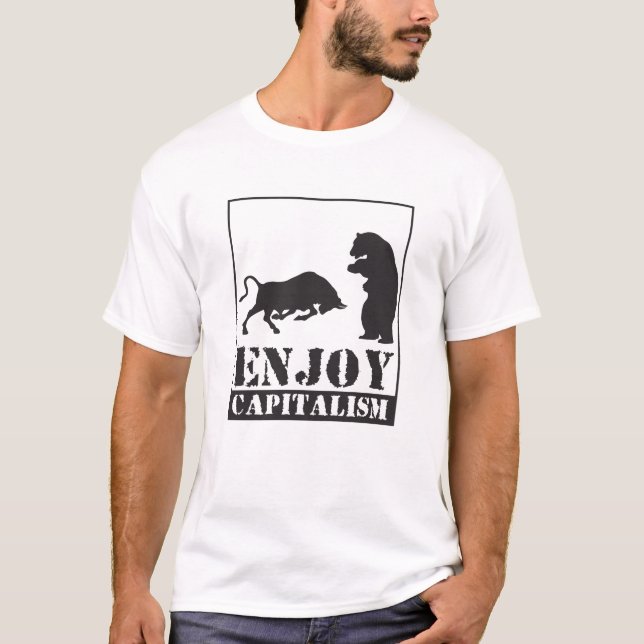 Enjoy Capitalism Bullen und Bären T-Shirt (Vorderseite)