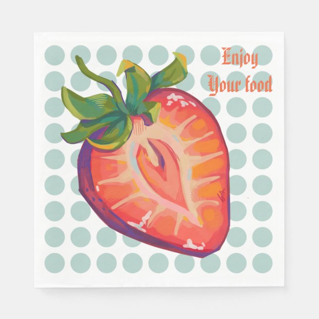 Enjoy your food. Strawberry  Serviette (Vorderseite)
