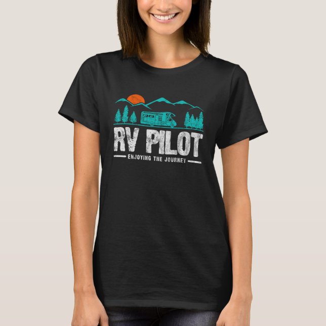 Enjoying The Journey RV Pilot Camp Couple Camping T-Shirt (Vorderseite)