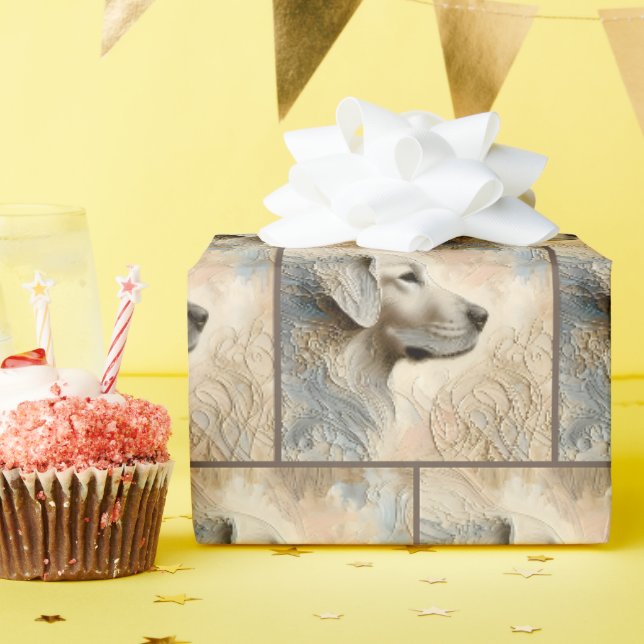 Enkaustische Malerei des Goldenen Retriever Geschenkpapier (Geburtstagsparty)
