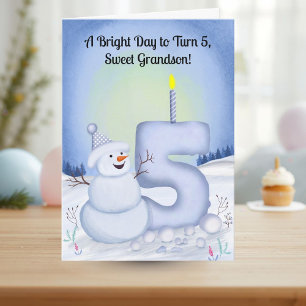 Enkel 5. Geburtstag Schneemann Schnee Karte