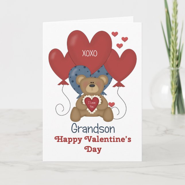 Enkel, Bär und Ballon-Valentinsgruß Feiertagskarte (Vorderseite)