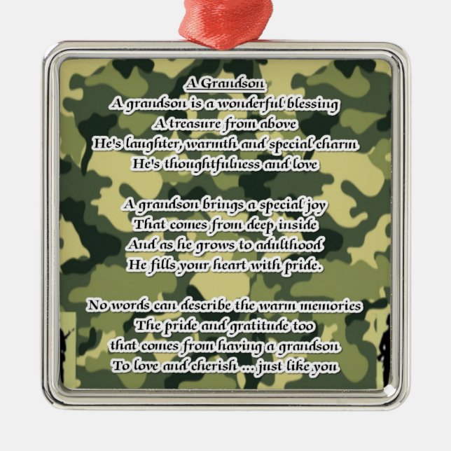 Enkel-Gedicht-Armee-Tarnung Silbernes Ornament (Vorne)