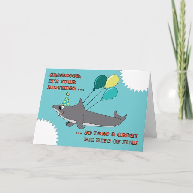 Enkel-großer Haifisch-Biss-alles Gute zum Karte (Vorderseite)