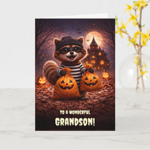 Enkel Halloween Süß und lustiger Waschbär  Karte