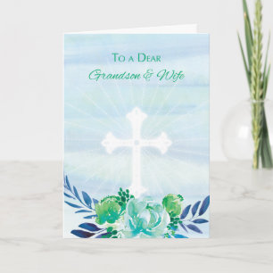 Enkel-u. Ehefrau-aquamarine blaue Blumen mit Feiertagskarte