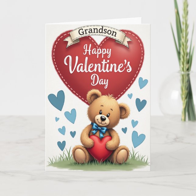 Enkel Valentinstag Bär Karte (Vorderseite)