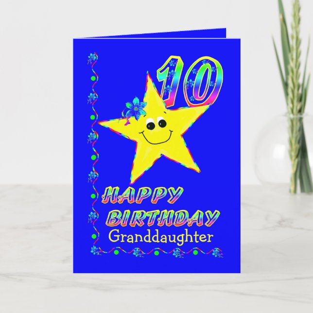 Enkelin 10. Brithday Sterne Karte (Vorderseite)