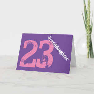Enkelin, 23. Geburtstag, Weiß, Rosa, purpurrot Karte