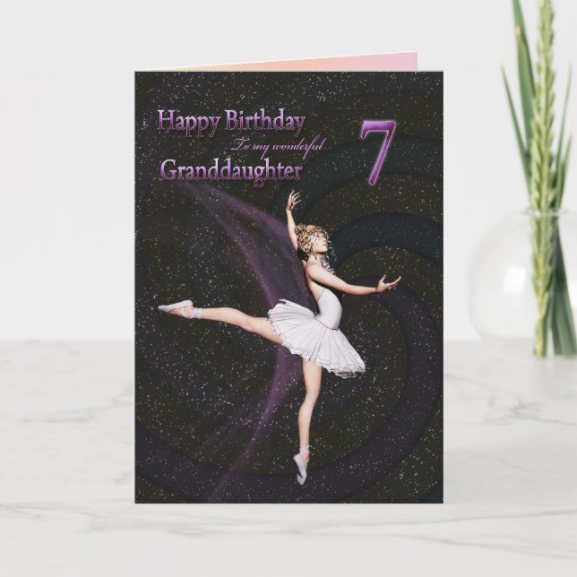 Enkelin 7 Jahre, Ballerina Geburtkarte Karte (Vorderseite)