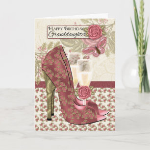 Enkelin Champagne und Schuh-Schmetterling Karte