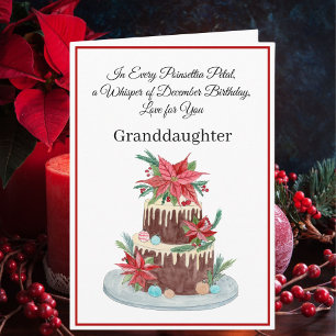 Enkelin Dezember Geburtstagskuchen Poinsettien  Karte