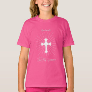 Enkelin Erste Heilige Kommunion Goldfarbener Kreuz T-Shirt