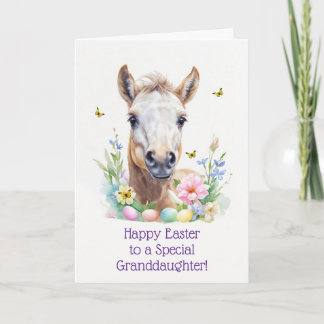Enkelin Frohe Ostern mit süßem Baby-Pferd Feiertagskarte