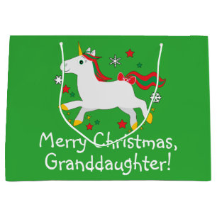 Enkelin-frohe Weihnachten mit CartoonUnicorn Große Geschenktüte
