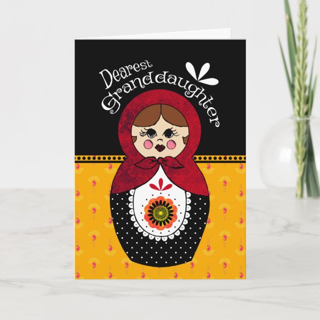 Enkelin-Geburtstag Babushka Puppe Karte (Vorderseite)
