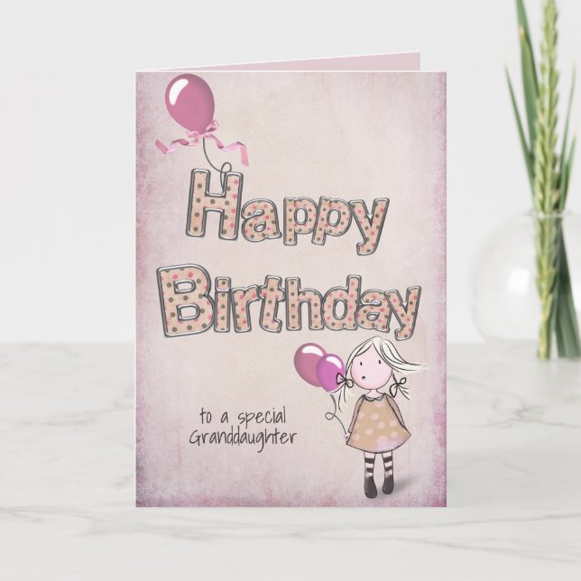 Enkelin Geburtstag mit rosa Ballons Karte (Vorderseite)