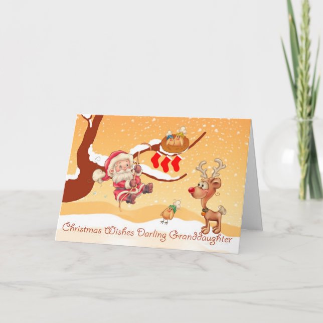 Enkelin Santa Klettergarten Feiertagskarte (Vorderseite)