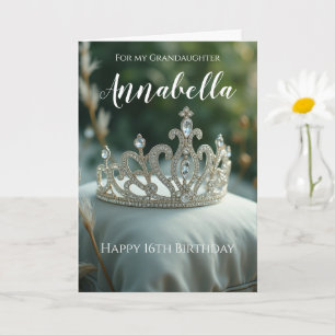 Enkelin Sechzehnter Geburtstag Elegantes Silber Karte