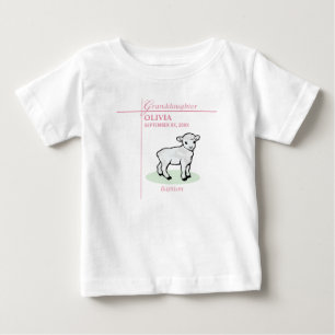 Enkelin Taufe Rosa Girl Lamm Name und Datum Baby T-shirt