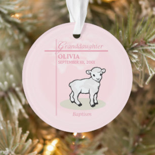 Enkelin Taufe Rosa Girl Lamm Name und Datum Ornament