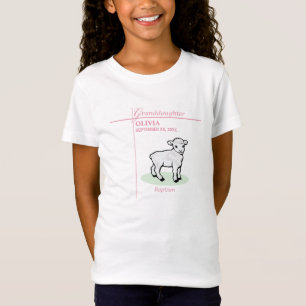 Enkelin Taufe Rosa Mädchen Lamm Name und Datum T-Shirt