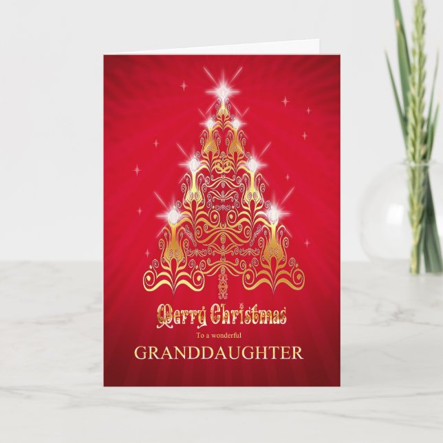 Enkelin, Weihnachtsbaumkarte Feiertagskarte (Vorderseite)