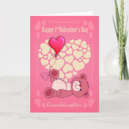 Enkelin, zuerst 1. Valentinstag mit Tedd Feiertagskarte