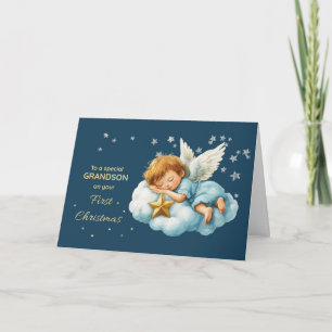Enkelkind erstes Weihnachten Schlafender Engel auf Karte