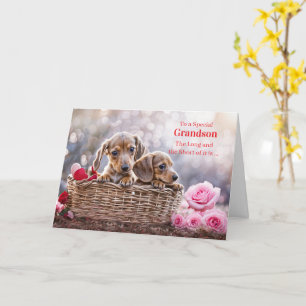 Enkelkind Frohen Valentinstag Süßer Dachshund Karte