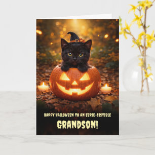 Enkelkind Frohes Halloween Süße schwarze Katze  Karte
