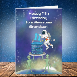 Enkelkind Glücklicher 11. Geburtstag Astronaut mit Karte