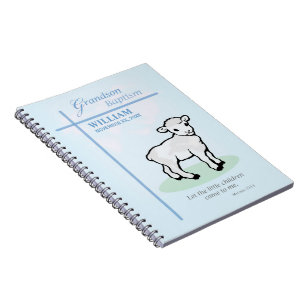 Enkelkind Tauf Blau Lamm Personalisiert Notizblock