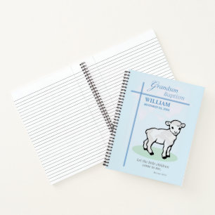 Enkelkind Tauf Blaues Lamm Personalisiert Notizbuch