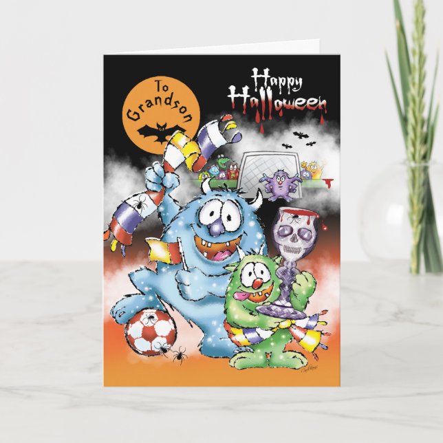 Enkelsohn, Halloween-Monster mit Fußball Karte (Vorderseite)