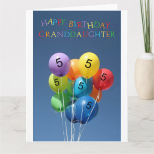 Enkeltochter 5. Geburtstag farbige Ballons Karte