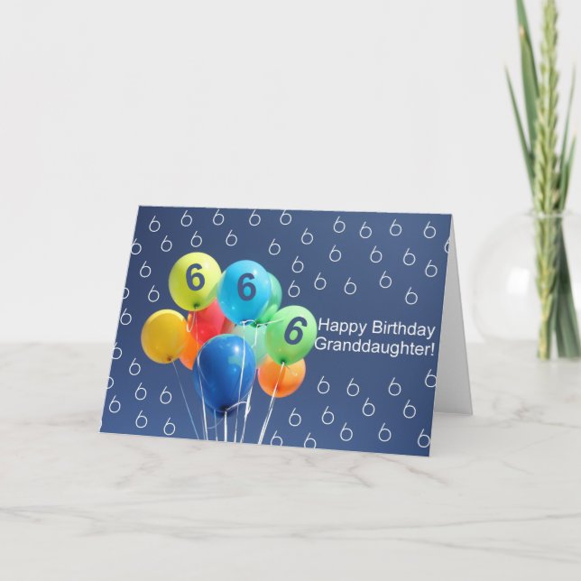 Enkeltochter 6. Geburtstag farbige Ballons Karte (Vorderseite)
