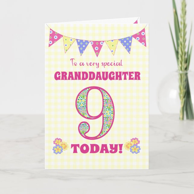 Enkeltochter 9. Geburtstag Primroses Jagdkarte Karte (Vorderseite)