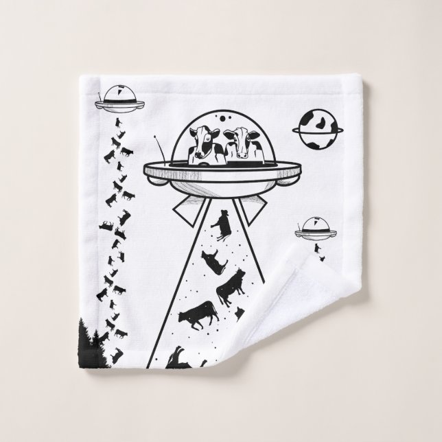 Enlèvement de vache alien UFO (Gant de toilette)