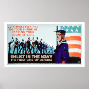 Enlist Navy, the 1st Line of Defense (US02160) Poster