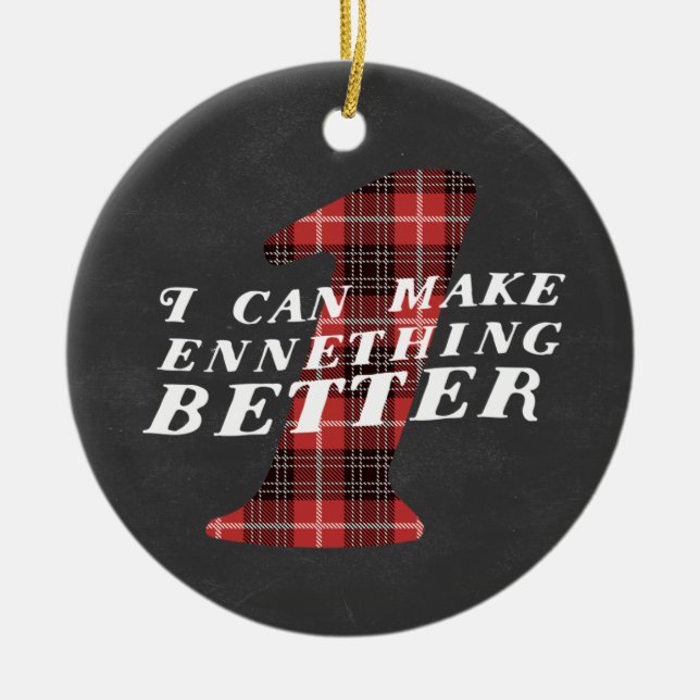 Enneagram 1 lustige Weihnachtsthema-Verzierung Keramik Ornament (Vorne)
