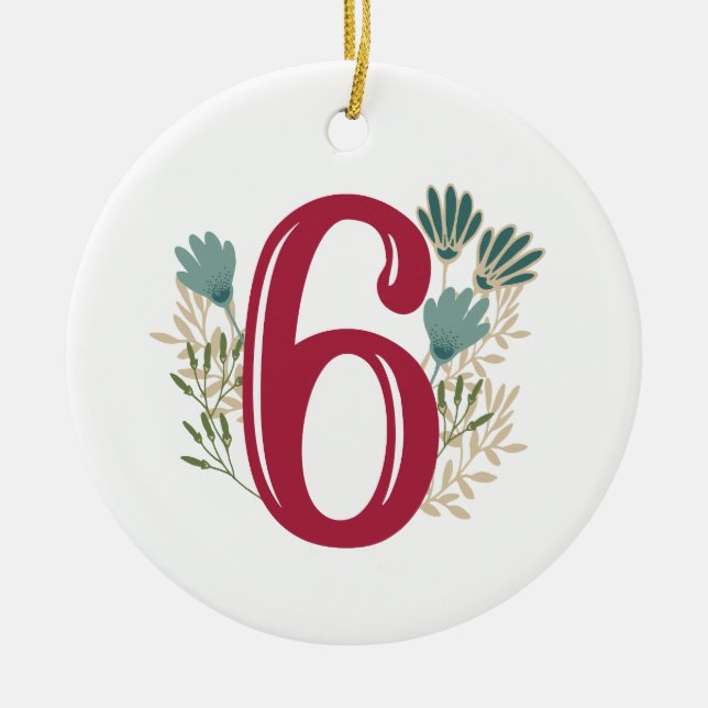 Enneagram Art 6 Blumenweihnachtsverzierung Keramik Ornament (Vorne)
