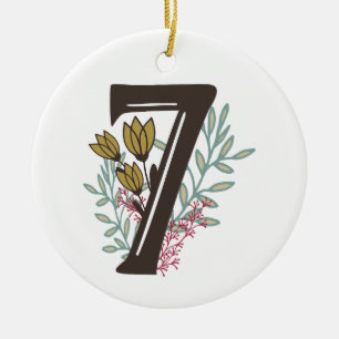 Enneagram Art 7 Blumenweihnachtsverzierung Keramik Ornament