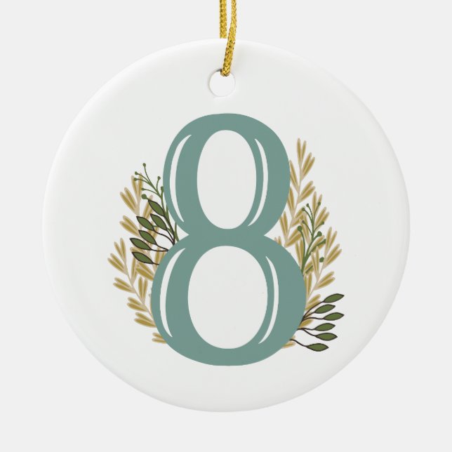 Enneagram Art 8 Blumenweihnachtsverzierung Keramik Ornament (Vorne)